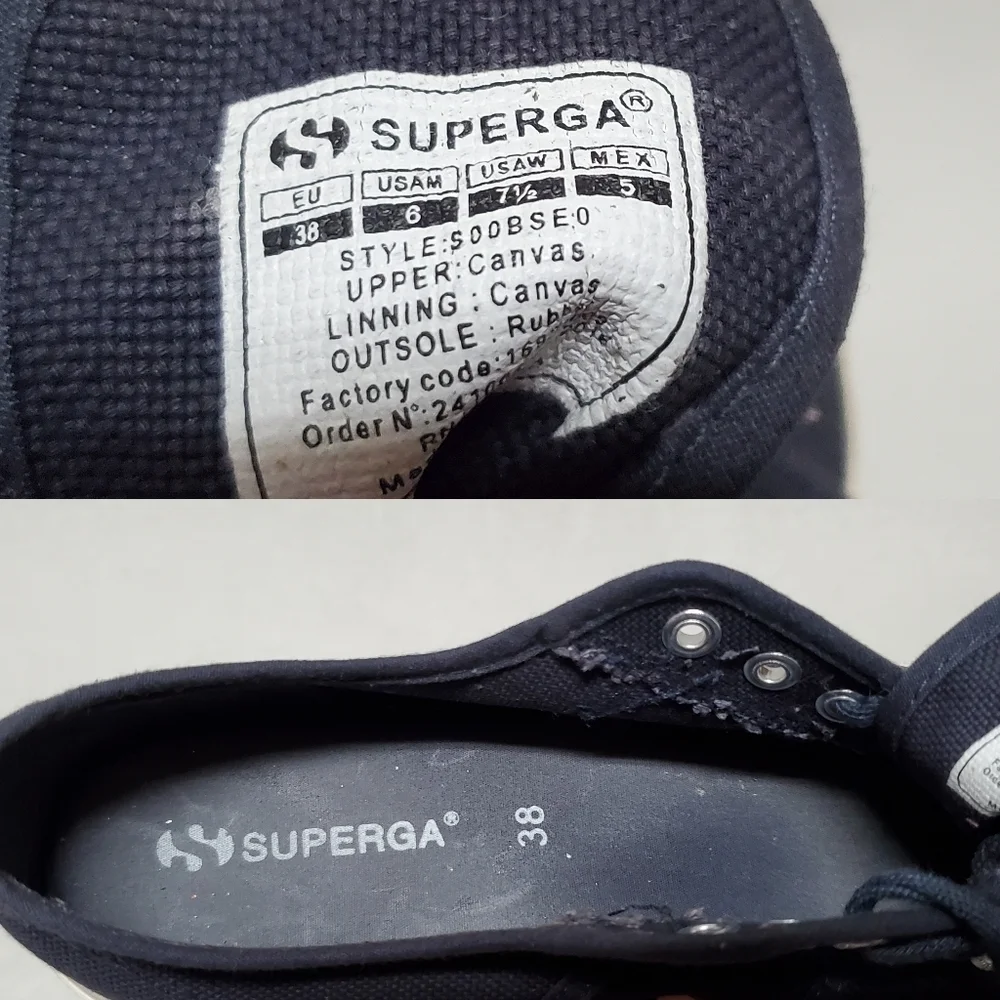 Superga Navy Blue Canvas Classic Lace-up Low Top Sneakers 7.5